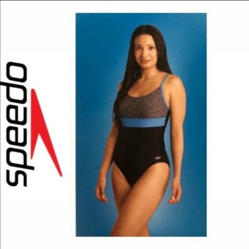 NWT Speedo One Piece Swimsuit Heather Grey